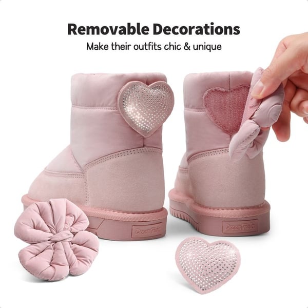 Girls Non-Slip Faux Fur Snow Boots - PINK - 2